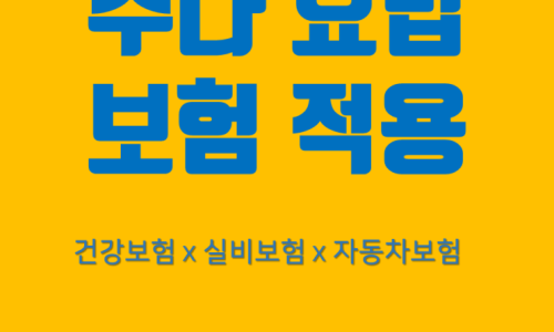 노란색 배경에 추나요법 보험 적용 문구와 건강보험, 실비보험, 자동차보험 적용 안내가 적힌 이미지 — 서울 바로한의원 초음파 약침·도침
