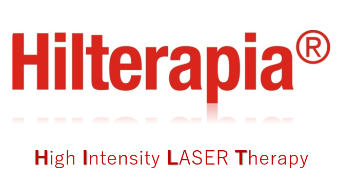 빨간색 힐테라피아 로고와 그 아래 'High Intensity LASER Therapy' 문구가 있는 이미지 — 서울 바로한의원 초음파 약침·도침