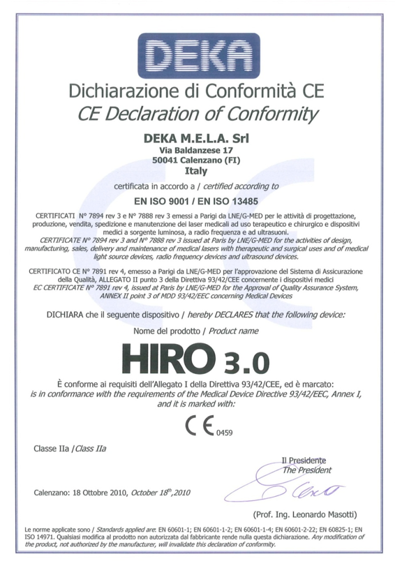 HIRO 3.0 의료기기 CE 적합성 선언서 문서 — 서울 바로한의원 초음파 약침·도침